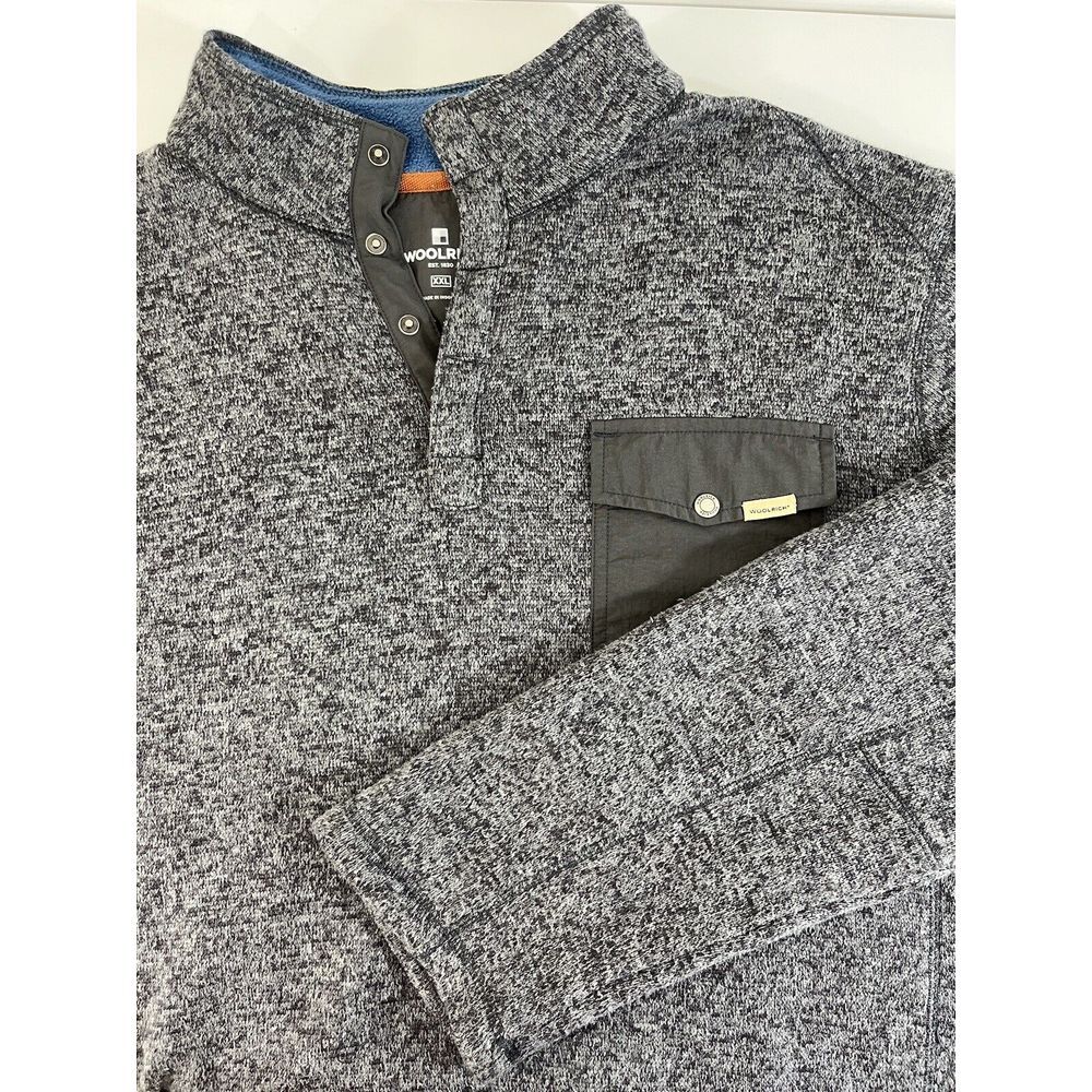 Woolrich‎ Mens 1/4 Snap Knit Fleece Polyester Pullover Sweater XXL Gray